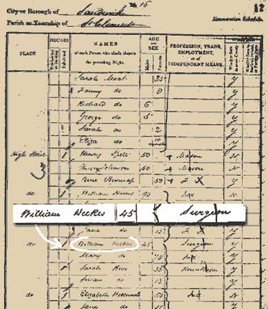 Weekes shown in 1841 Census